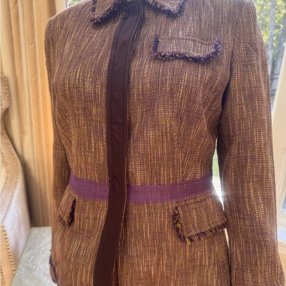 Etcetera Brown and Purple Tweed Skirt Suit - Picture 2 of 13